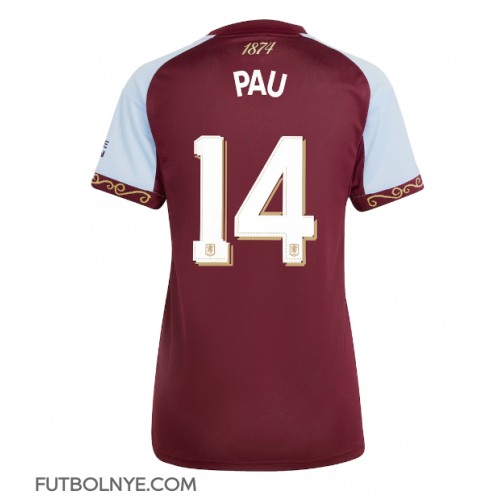 Camiseta Aston Villa Pau Torres #14 Primera Equipación para mujer 2025-26 manga corta